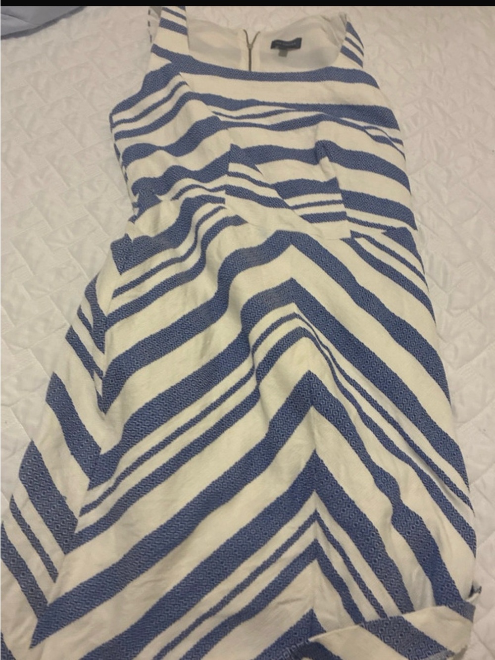 The limited Blue and White Striped Chevron Dress